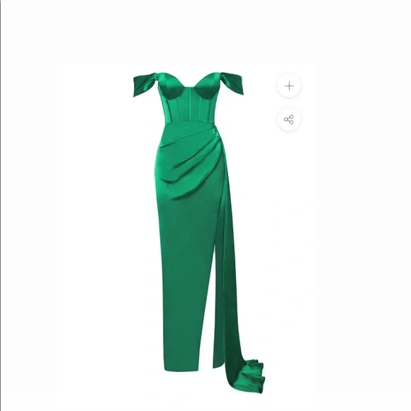 Zayda Green High Slit Corset Satin Gown - Picture 4 of 8